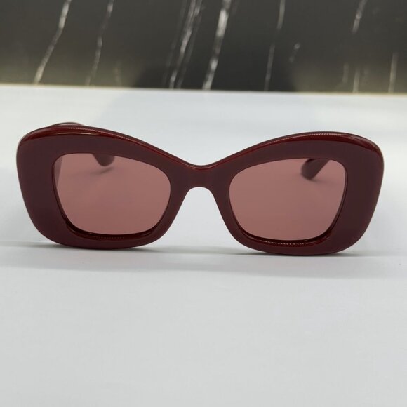 NEW AM0434S 006 ALEXANDER MCQUEEN BURGUNDY CAT EYE WOMEN SUNGLASSES - Picture 5 of 11